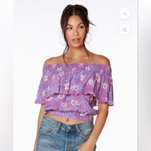 NWT Bobi Black label - Smocked Ruffle Tube Top Peri